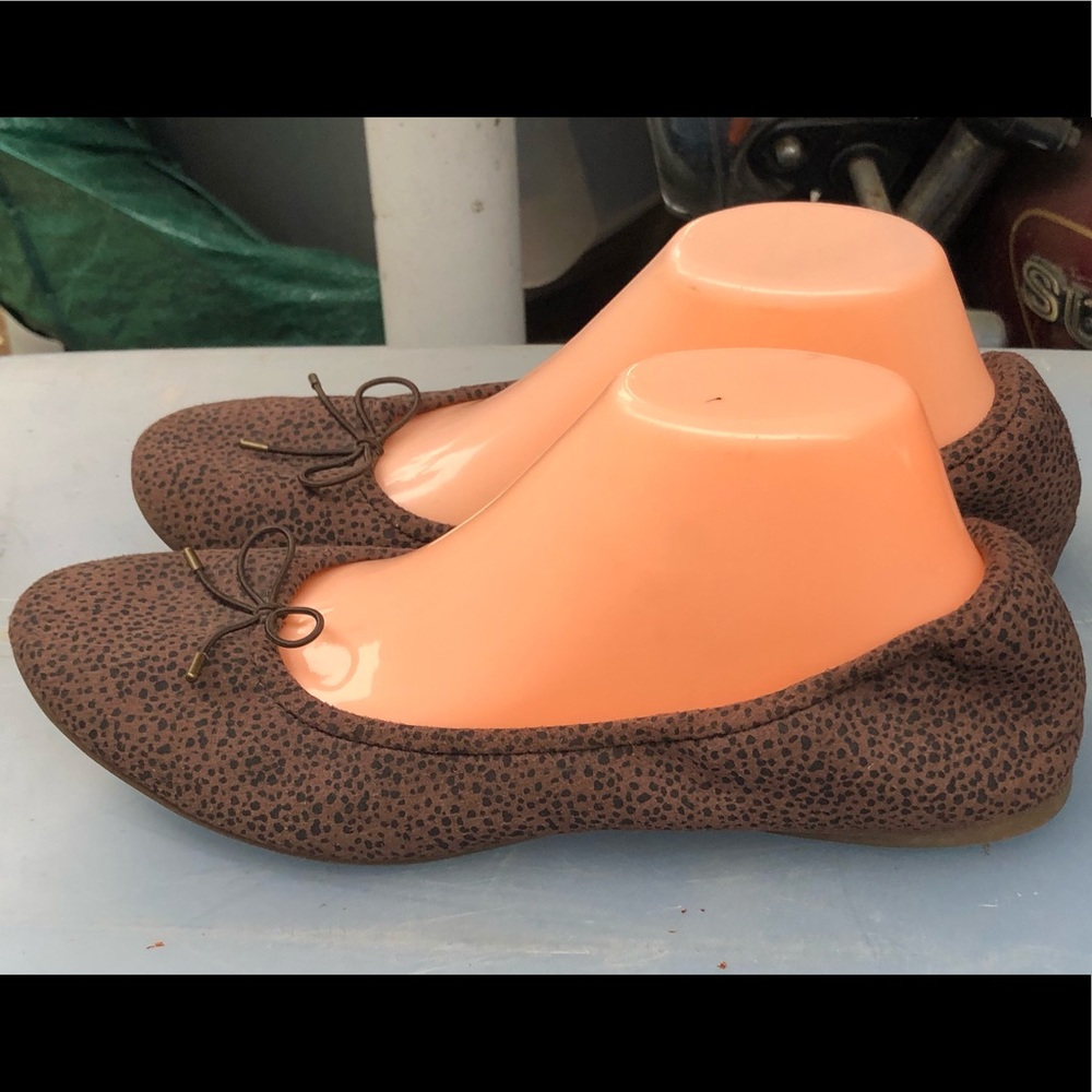SANUK Purple Black Dot Suede Ballet  Flats Shoes